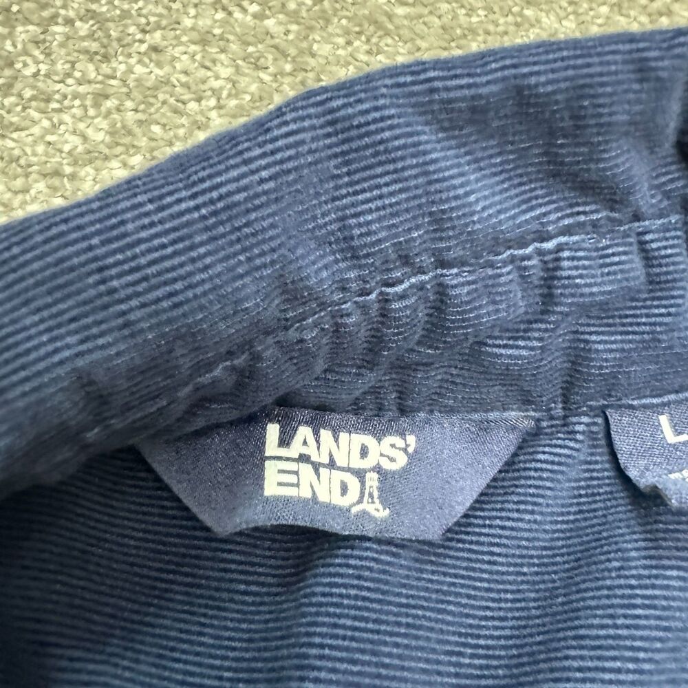 Lands' End Pinwale Corduroy Button Down Midi Shirt Dress Womens Large Navy Blue - Picture 4 of 16